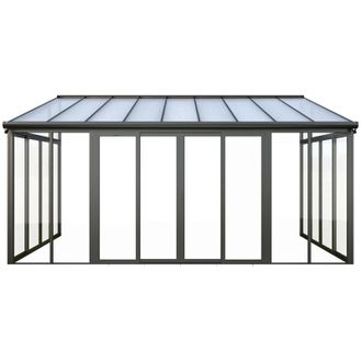 Vente-Unique Veranda con protezione UV 15,8 m&sup2; in Alluminio e Policarbonato Antracite - MATHILDA