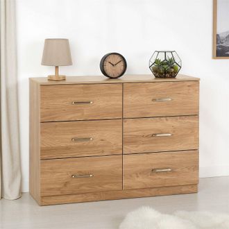 Seconique Dakotia 6 Drawer Chest in Light Oak