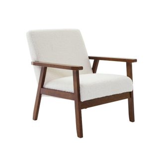 Sweeek Sill&oacute;n rizado escandinavo de madera de hevea te&ntilde;ida de nogal claro
