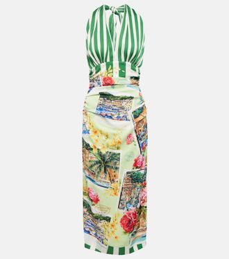 Dolce & Gabbana Abito midi Portofino in misto seta