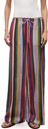 Staud Mateo Stripe Cotton Drawstring Pants in Artist Stripe at Nordstrom, Size Small