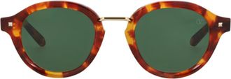 Valentino 46mm Round Sunglasses in Tortoise Tortoise Green at Nordstrom Rack
