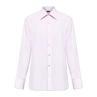 Tom Ford Formal Shirts, male, Pink, Size: 4XL Poplin Slim Fit Shirt
