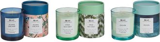Beliani Conjunto De 3 Velas Arom&aacute;ticas 100% Cera De Soja Mecha De Algod&oacute;n Vidrio Floral Oriental Fragancia De Hierbas Salvia Sal Marina Oc&eacute;ano/orqu&iacute;dea Aloha 