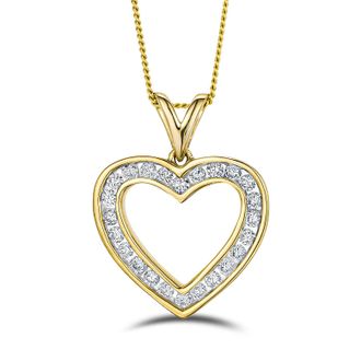 The Diamond Store 0.50ct Lab Diamond Heart Pendant Necklace H/SI Quality in 9K Yellow Gold
