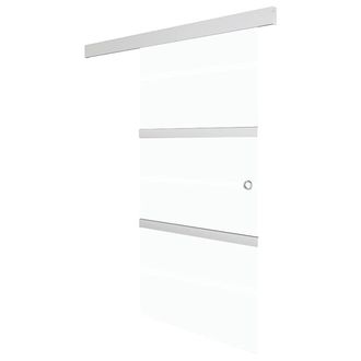 vidaXL Vidaxl - Puerta Corredera Vidrio Esg Y Aluminio Plateado 90x205 Cm