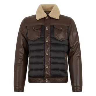 Moorer Winter Jackets, male, Brown, S, Quilted Jacket with Fur Collar