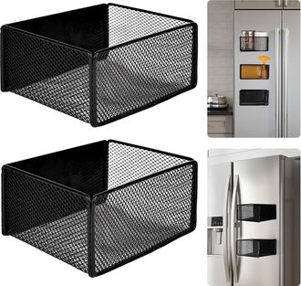OEM Estante Magn&eacute;tico, Juego De 2, Para Refrigerador, Fruta, Organizador Que Ahorra Espacio, Especiero, Montaje En Pared, Negro
