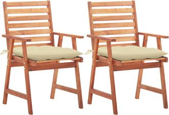 vidaXL Vidaxl - Sillas Comedor De Jard&iacute;n 2 Uds Madera Maciza Acacia Y Cojines
