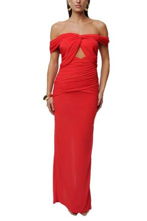 JLUXLABEL Alessandra Off Shoulder Maxi Dress in Red at Nordstrom, Size Medium