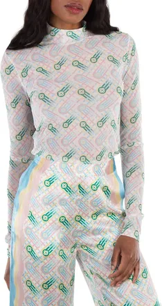 Casablanca Ladies Multicolor Ping Pong Monogram Print Top, Size X-Small