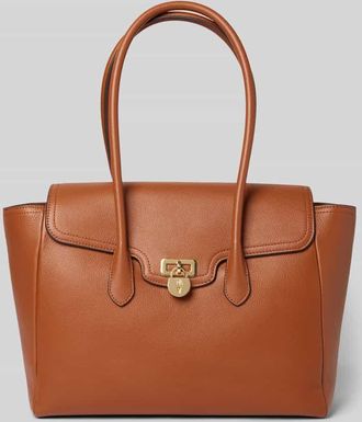 Lauren Ralph Lauren Lederhandtasche mit Label-Anhänger in Cognac, Größe 1
