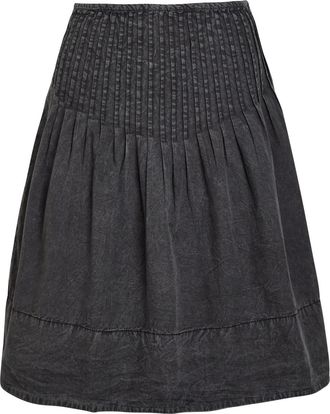 Free People Peyton Pintuck Cotton Skirt - Charcoal - 10 (UK14 / L)