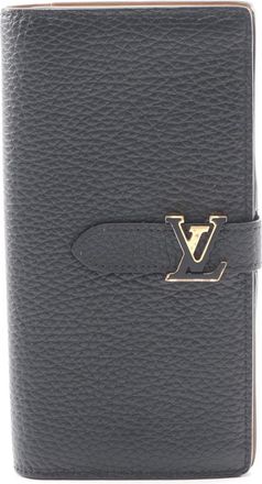 Louis Vuitton Black Noir Leather Long Wallet (Bi-Fold) (Pre-Owned)