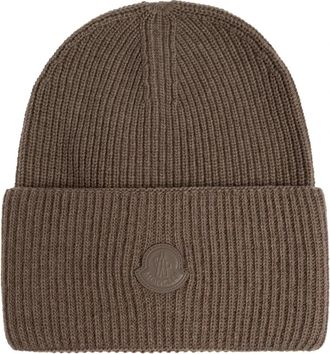 Moncler Wool Beanie - Dames - Hoeden - Bruin - ONE Size - Wol - Accessoires