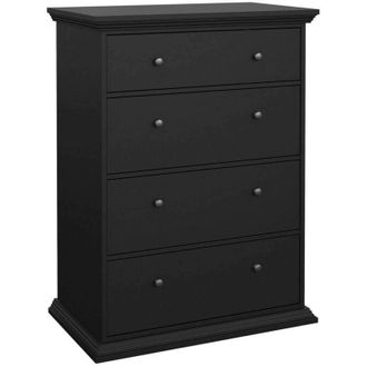 Dmora Cassettiera Arlette, Settimino multiuso, Comò camera da letto, Mobile con cassetti, 86x52 h116 cm, Nero - Dmora