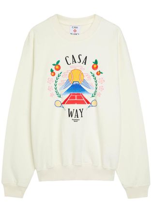 Casablanca Casablanca Casaway Mountain Embroidered Cotton Sweatshirt - Off White - XL