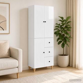 vidaXL Vidaxl Set Di Armadi 2 Pz Bianco Lucido Legno Ingegnerizzato