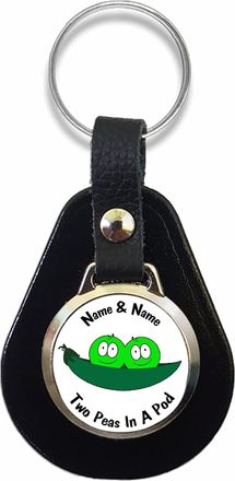 Generic Personalised Two Peas In A Pod Key Fob Humour Keyring Friend Birthday Gift R40, Black, 6cm