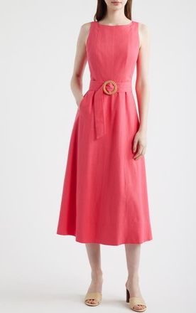 Eliza J Sleeveless Midi Dress in Hot Pink at Nordstrom, Size 10