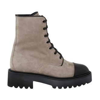 Aquazzura Lace-up Boots, female, Gray, Size: 11 US Desert Bootie Flat