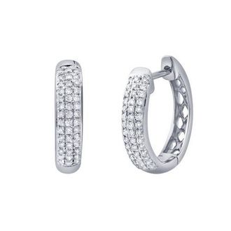 LuvMyJewelry Halo Loop 0.25 Ct 14K Gold Diamond Huggies in 14K White Gold at Nordstrom