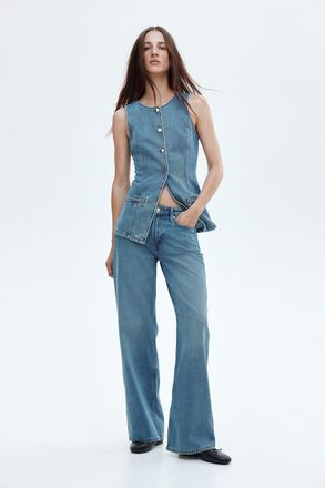 H&M Feather Soft Wide Regular Jeans in Denim Blue at Nordstrom, Size 14