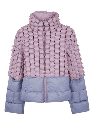 RAXXY Pink And Blue Down Jacket With 3D Quilted Design