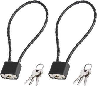 OEM Candados Para Coche, Juego De 2, Candados De Acero Con Llaves, Candados Resistentes Con Gancho Largo, Interiores, Papeleras, Color Negro