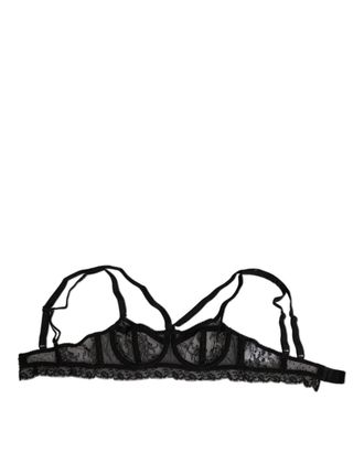 Dolce & Gabbana Floral Lace Balconcino Bra - Black