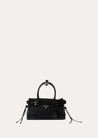 Prada Bonnie Small Nylon & Leather Top-Handle Bag