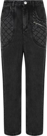 Isabel Marant Donkergrijze Wijde Pijpen Jeans - Dames - Slim Fit Jeans - Grijs - S - Katoen - Jeans
