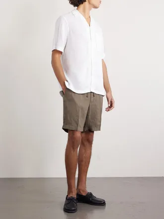 Altea Samuel Straight-Leg Linen Drawstring Shorts