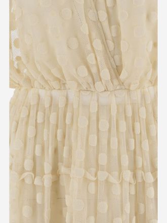 Dries Van Noten Womens Dress Cotton-Blend Polka-Dot Beige