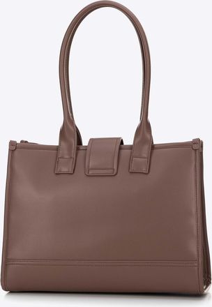 Wittchen Dames Klassieke Schoudertas met Stoffen Inzetstuk, Beige, Eco-leer