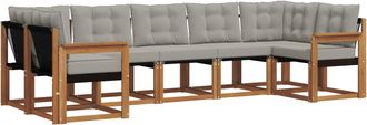 vidaXL Conjunto De Sof&aacute;s De Exterior 7 Uds. Gris Natural Y Claro Vidaxl