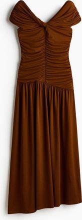H&M Drapiertes Off-Shoulder-Kleid - Beige