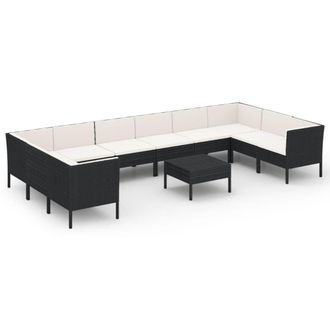 vidaXL 11 Pcs Garden Lounge Set Con Coj&iacute;n De Pozo De Terciopelo