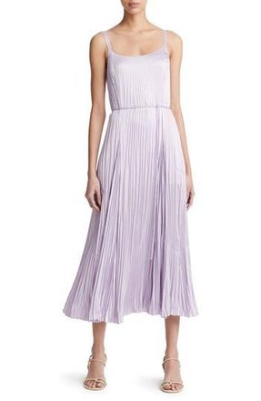 Vince Relaxed Pliss&eacute; Satin Midi Slipdress in Sweet Pea at Nordstrom Rack, Size Large