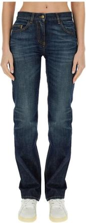 Palm Angels Rechtgesneden jeans met logo-borduursel - Dames - Regular Fit Jeans - Blauw - W27 - Katoen - Jeans