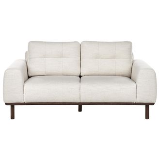 Beliani Sof&aacute; De 2 Plazas De Tela Sala De Estar De Estilo Moderno Patas De Madera Oscura Beige Claro Laurila