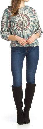 Papillon Tie Dye Dolman Sleeve Hoodie Top In Teal