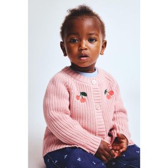 H&M Embroidered-motif Cardigan in Pink/cherries at Nordstrom, Size 18M