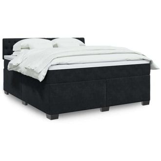 vidaXL Cama Box Spring Con Colch&oacute;n Terciopelo Negro 180x200 Cm Vidaxl