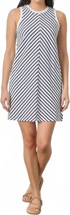 Lilla P Center Seam Tank Mini Dress In Navy Stripe