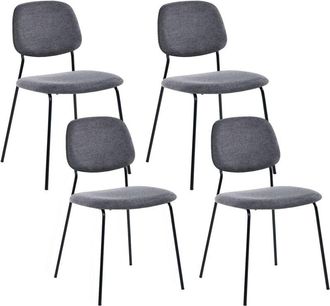 Beliani Set of 4 Dining Chairs Grey Black Polyester Iron Legs Armless Protective Caps Modern Minimalism Design Stackable RILEY