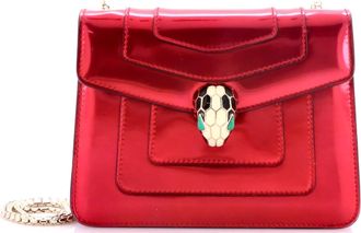 Bulgari Serpenti Forever Square Shoulder Bag Metallic Leather Small