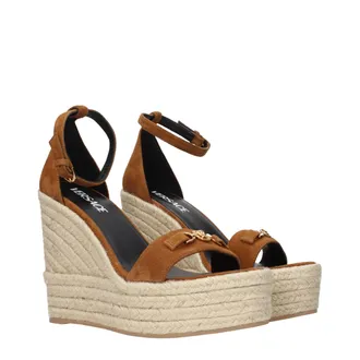 Versace Suede Wedge Sandal - Brown