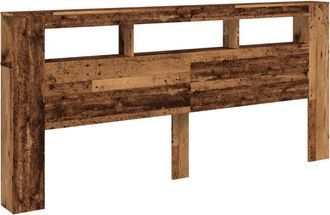 Berkfield Home LED Headboard Old Wood 220x18.5x103.5 cm Engineered Wood in Brown