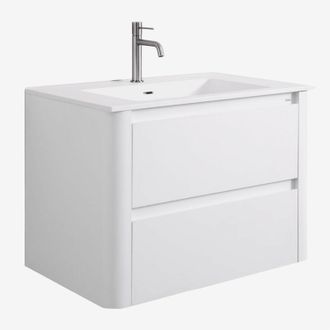 Sklum Conjunto De Mueble De Ba&ntilde;o Suspendido 80x50 Cm En Madera Con Lavabo Integrado Egerton Sklum